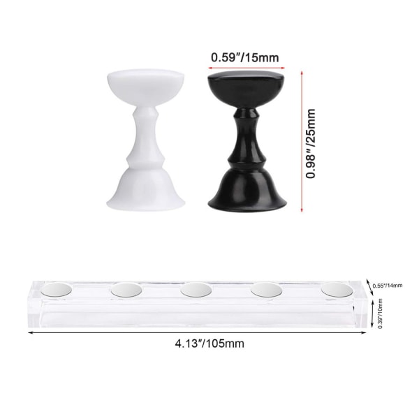 2 Sett Akryl Nail Art Practice Stands Magnetic Nail Tips