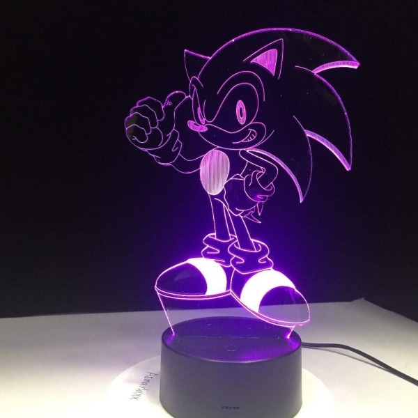 HYDYI Anime Sonic The Hedgehog Figuuri 3D Led Tischlampe Blitzeffekt 7 Bunte Acryl Visuelle Illusion USB Led-Leuchten Kinder Schlaf Lampe 100kpl