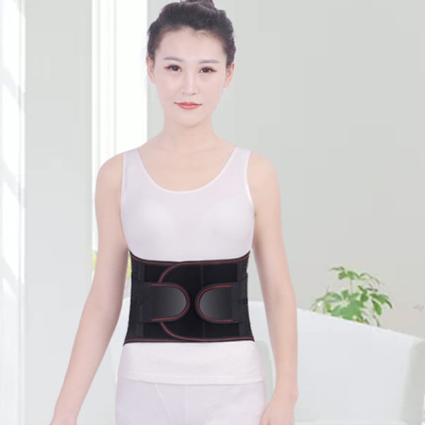 Back Support Heated Belt High Elasticity Breathable Pain Reduce Heating Fixed Waist Brace S Black