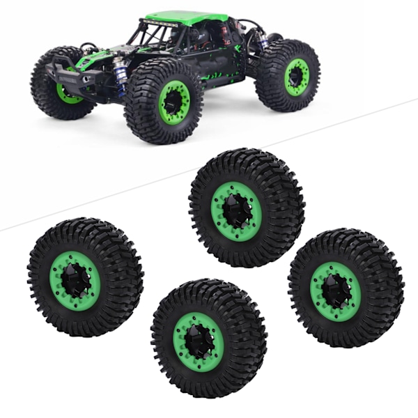 4pcs Rubber Tires 1/10 RC Soft Rubber Tyre for Racing RC Off Road On Road Car AccessoriesGreen