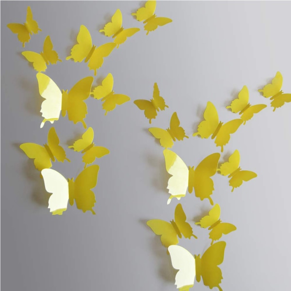 24 STK 3D Sommerfugl Vægskilte Aftagelige klistermærker Decor til børn