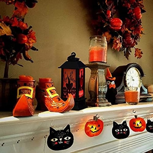 Halloween-tema LED Candle Light Retro fyrhörnig lykta Hangi Pumpkin with hood