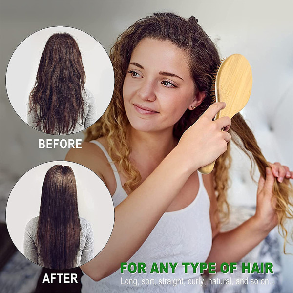 Bamboo Hairbrush & Comb Set - Trehårbørste for hodebunnsmassasje
