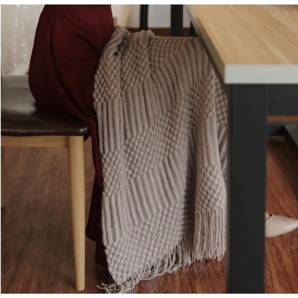 Stripete teppekast med frynser for stol, sofa, piknik,