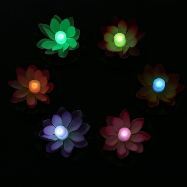 6 stk Flydende blomster LED stearinlys Kunstige åkander