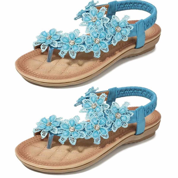 Dam Sandaler med Rhinestone, Platta T-Rem Sandaler, Sommarplattformssandaler, Flip Flop Sandaler för Kvinnor