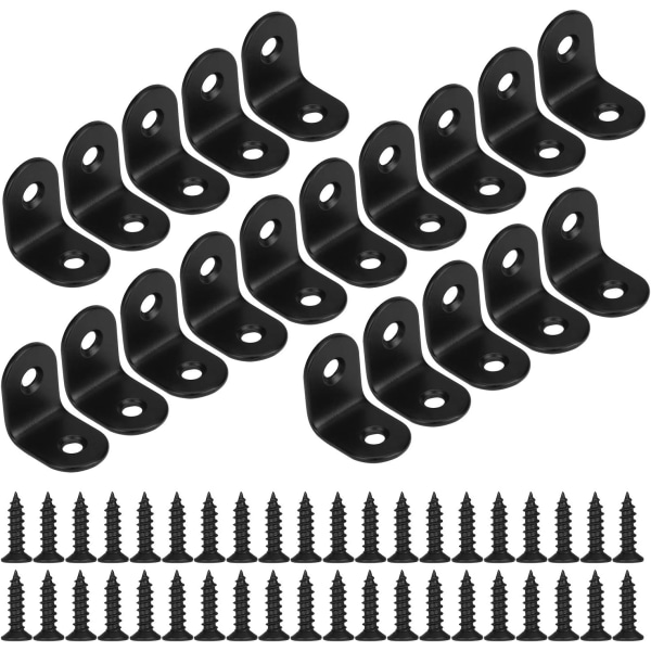 Musta kiinnitysteline Oikea kulmakiinnike L-muotoiset metallikannattimet ruuveilla puuhuonekalujen kaappikannattimelle 20 kpl 20 * 20 * 16 mm