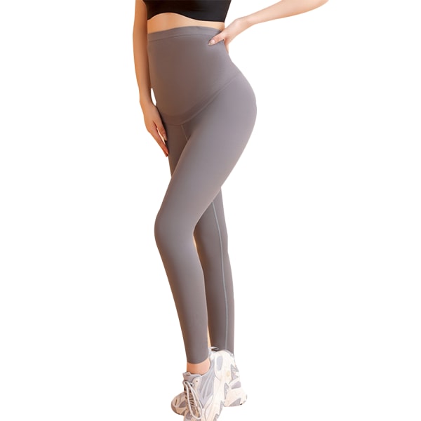 Harmaat raskaana olevien naisten korkeavyötäröiset vatsan leggingsit, casual