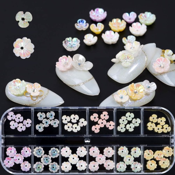 60 kpl Flower Butterfly Nail Art Charms Glitter Decals