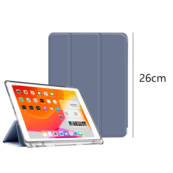 Etui Kompatibel med iPad 10.2 iPad 2021/2020/2019 (10.2 tommer), gennemsigtigt etui, automatisk søvn/vækkefunktion Lavender gray