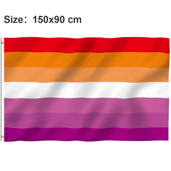 90*150 cm Lesbian Pride Rainbow Flag, Fade Proof og levende farver