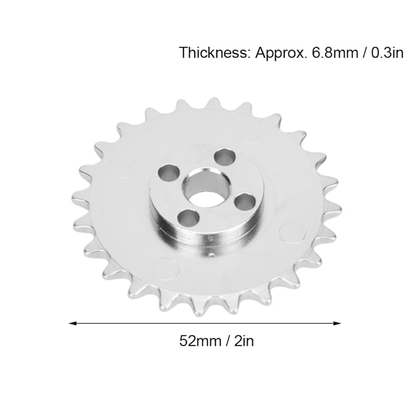 2 st 24-tandade kedjehjul i zinklegering, tandade kedjehjul, industrirobotdelar, 52 mm x 6,8 mm