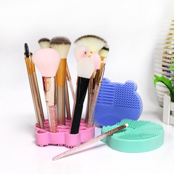 Pakke med 2 Brush Cleaner 2 i 1 Silikon kosmetisk sminkebørste