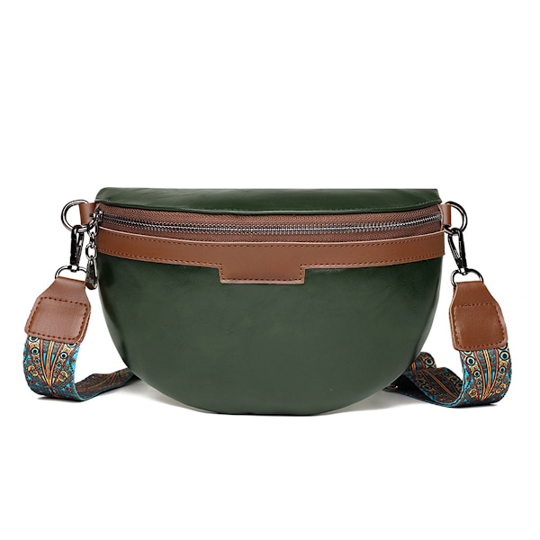 A-QMZL Skulderveske Kvinner Liten Crossbody Bag Kvinner Bred Rem Bum Bag Kvinner Lærveske Mote Bum Bag Skulderveske Avtakbar Skulder Dark green