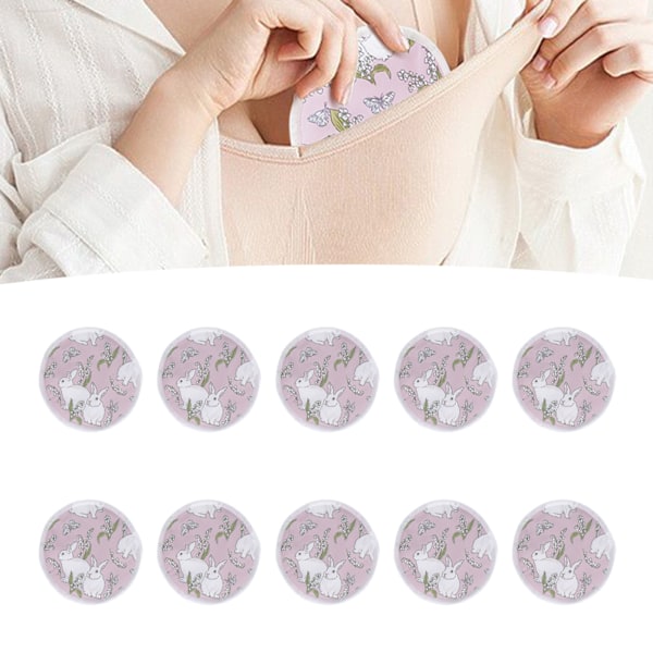 10Pcs Nursing Breast Pads Reusable Washable Breathable Comfortable Breastfeeding Nipple Pads with Storage Bag Rabbit