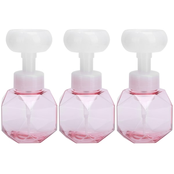 3 st PETG blomskumflaska 300 ml mousse pumpflaska handtvätt kosmetika underförpackning transparent rosa blomster mousserande flaska