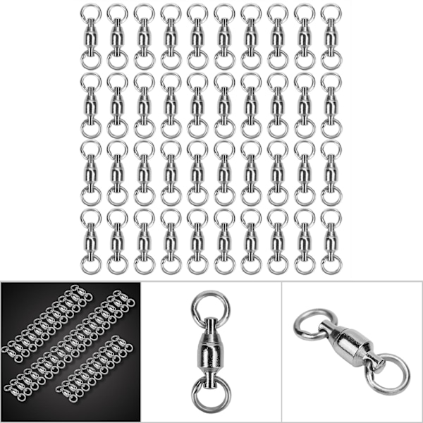 40pcs Bearing Fishing Rolling Swivel Solid Rings Connectors Lure Tackle (1#40pcs)