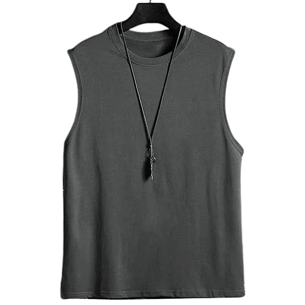 Tanktopp uten ermer, rund hals, løs passform dark gray 3xl