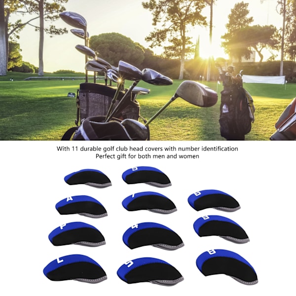 11PCS Golfklubbs Huvudskydd Set Neopren Numrerad Golfklubbs Huvudskydd för Utomhus Royalblue