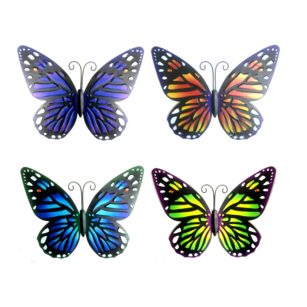 4-pakke metall sommerfugl veggdekor, metall veggkunst inspirerende