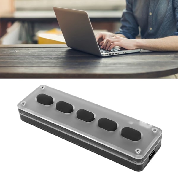 5 Taster Programmerbart Tastatur USB Kabelforbundet Trådløs Bluetooth Dobbelttilstand Mini Silikon Lydløs Spil Tastatur til Kontor Musik Sort