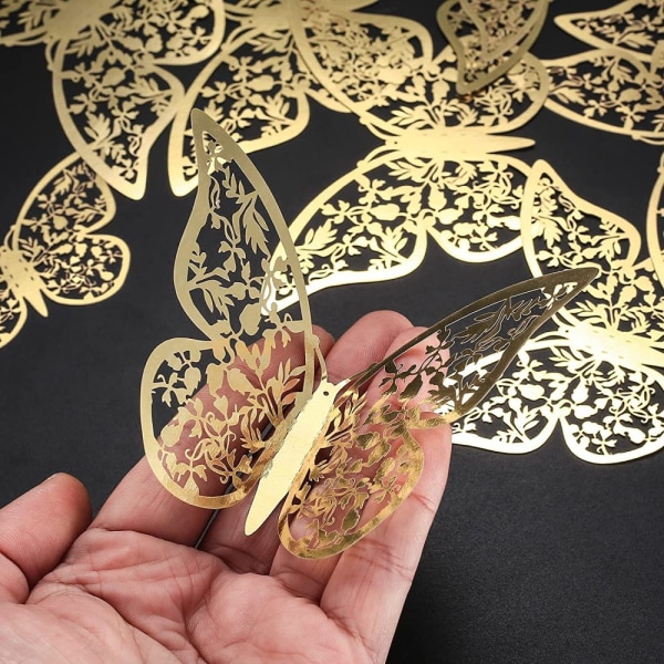 3D Butterfly Väggdekor 36 delar 12 stilar 3 storlekar, guld