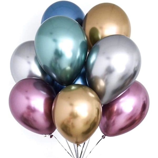Metalliska färgballonger, 50 stycken färgglada ballonger, metall