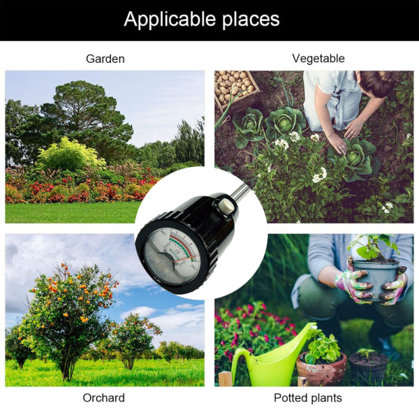 Jordtestare, jordsurhetsmätare Jordfuktighet och fukt pH-värdesdetektor Jordmätare för trädgårdsodling Krukträdgård Lantbruk