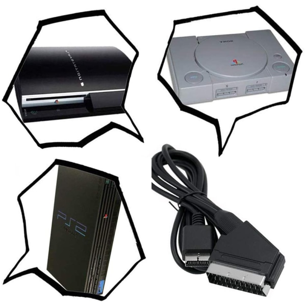 Spelkonsol PS2 Broom Head Line PS3 RGB Scart-kabel AV-kabel fo