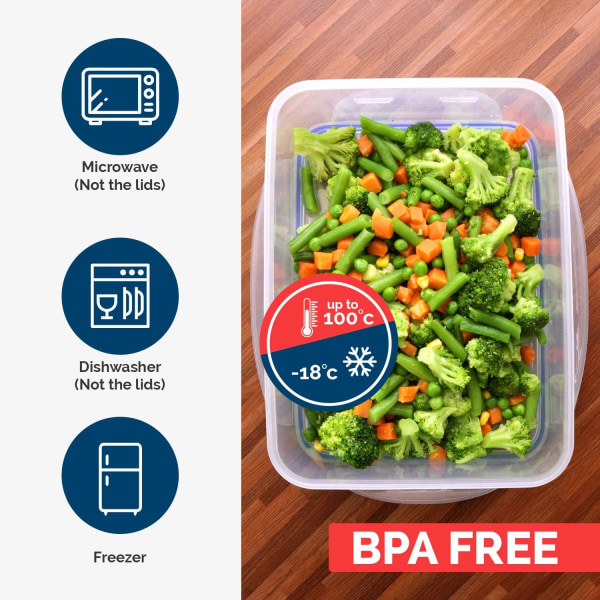 18 st Tupperware för färsk mat m. lock (9 behållare, 9 lock) - vattentät, mikro- & fryssäker - BPA-fri