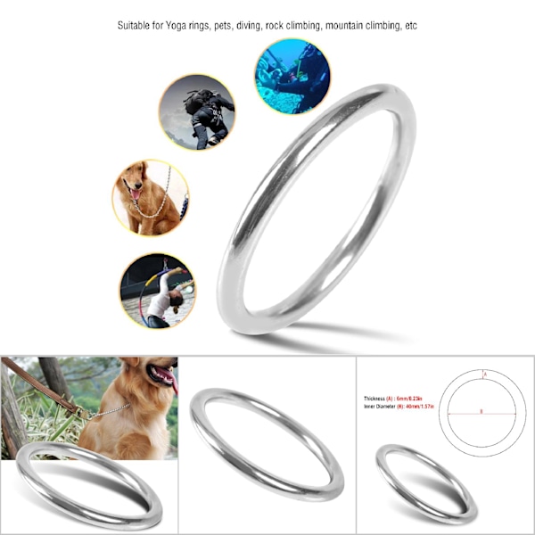 304 Stainless Steel Boat Marine Welded Ring O Round Ring Polished Circle 6*40mm