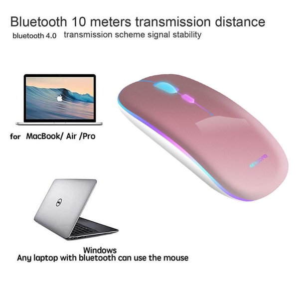 Trådløs genopladelig mus, slank bærbar USB-mus med