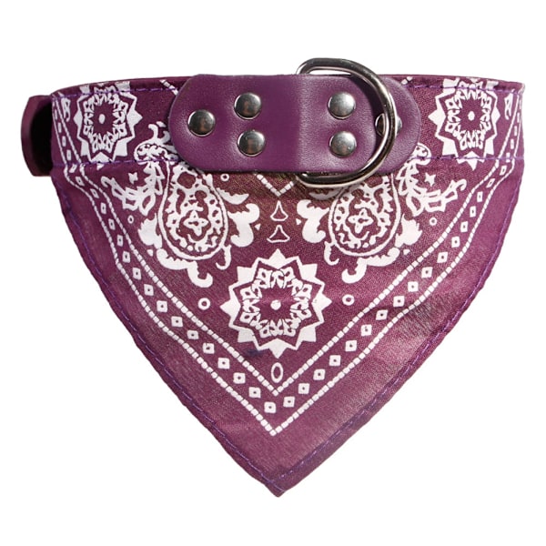 Ethnic Style Pattern Cat Small Dog Bib Saliva Towel Adjustable Pet Collar(Purple M)