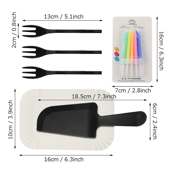 Engangs Papirtallerkener Bursdagskake Kniver Gaffler Servise Sett