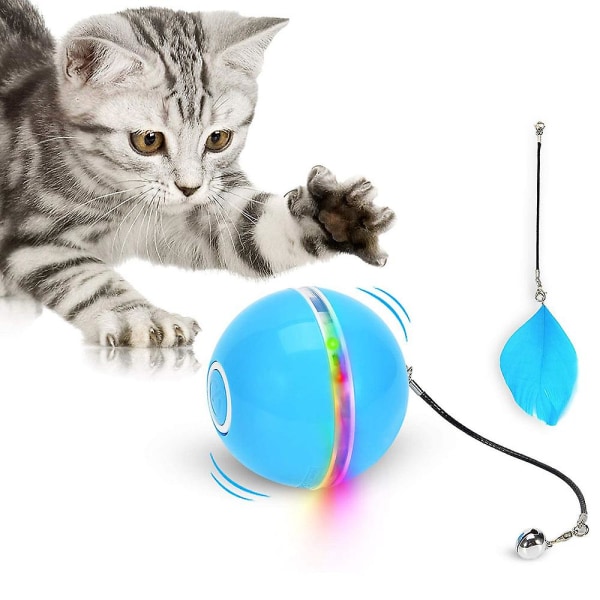 Blå-interaktive katteleker, automatisk rullende katteleker, usb