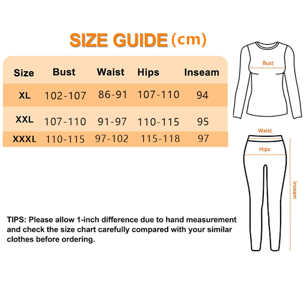 Damunderkläder i Termiskt Material, Långt Set med Fleecefodrad, 2-Delar, Topp & Byxa, Pyjamas Set, Bärbar på Båda Sidorna