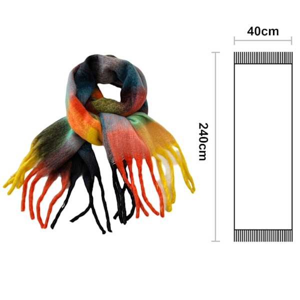 Vintervarm Sjal för Kvinnor, Lång Sjal, Stor Sjal, Tjock Filt Sjal, Färgglad Rutiga Sjal för Kallt Väder