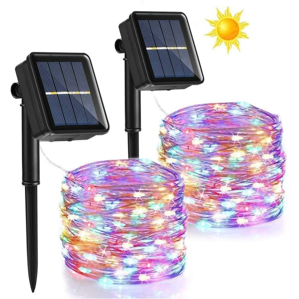[2 Stück] Solar Lichterkette Aussen, BrizLabs 12M 120 LED Außen