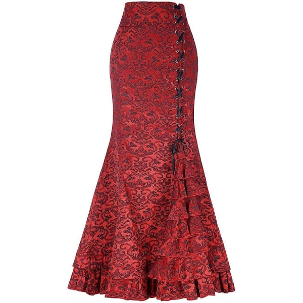 Middelalderlig Jacquard Havfrue-nederdel Steampunk Retro kjole gotisk