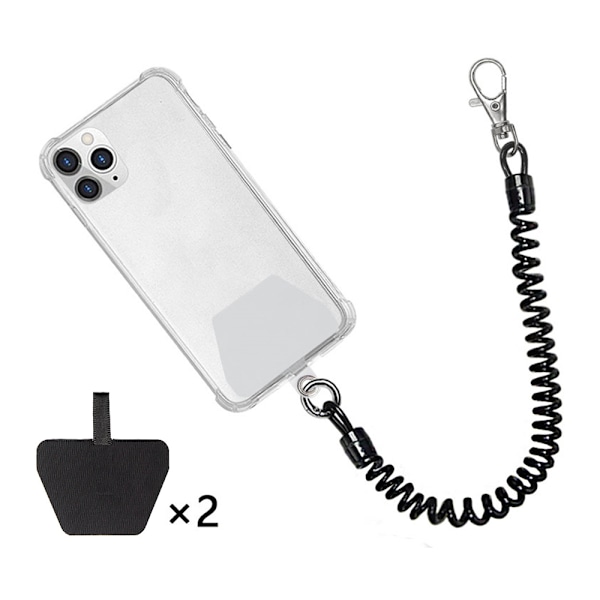 Mobiltelefonkedja med flexibel spiralkabel, universell nyckelband nyckelring kompatibel med iPhone/Samsung/Huawei
