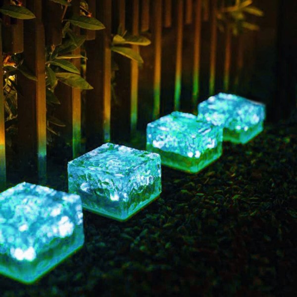 4 Pack Solar Brick Lights - Solar Ice Cube Lights Landskap