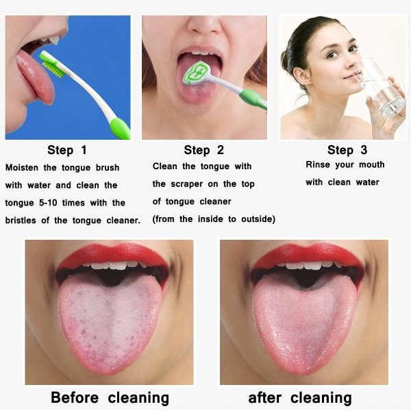 2-pak tungebørste, tungeskraber, tungerens hjælper