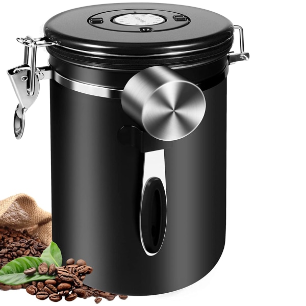 Kaffebeholder, lufttett kjøkkenmatoppbevaring i rustfritt stål
