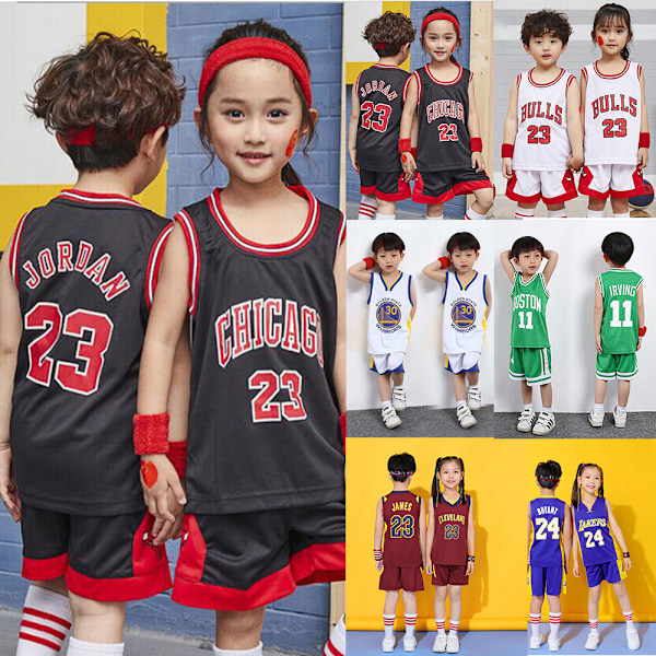 Jersey Basketboll Set, Väst, Toppar, Shorts, Sportkläder B L