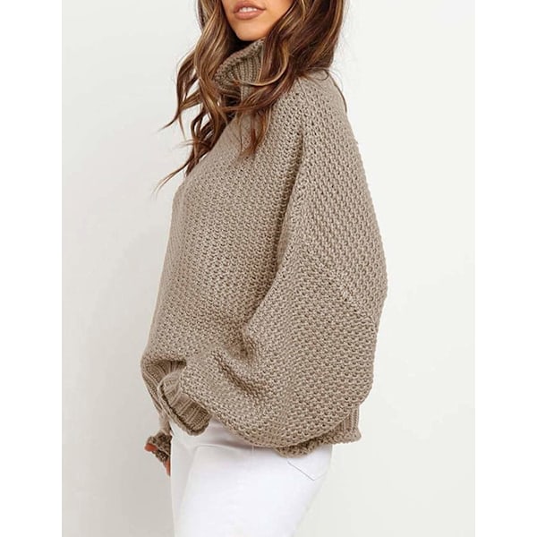 Dame Turtleneck Batwing Ærme Løstsiddende Oversized Chunky Strikket Trøje Jumper Toppe