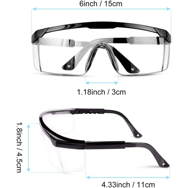 Beskyttende sikkerhedsbriller, sikkerhedsbriller og beskyttelsesbriller med klar