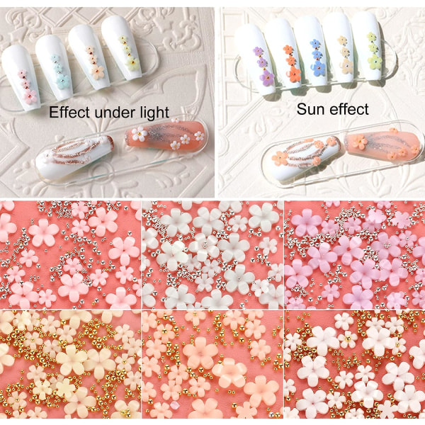 400 STK Nail Charms for akryl negler 3D akryl blomst for negler