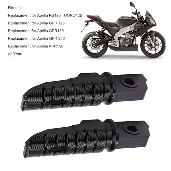 2 stk Motorcykel Forreste Fodstøtte Fodhvile T6063 Aluminium Legering Anti-Skridsikker Rustfri Udskiftning til Aprilia GPR125 APR150 Sort