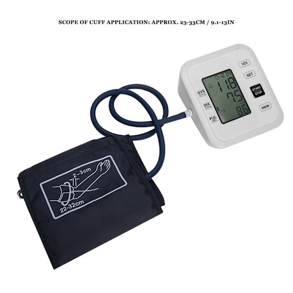 Household LCD Digital Blood Pressure Monitor Accurate Upper Arm Blood Pressure MeterWhite Without Voice