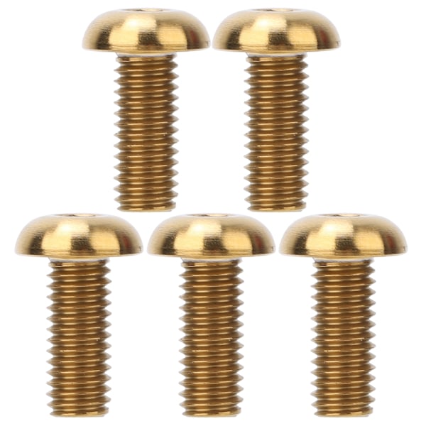 5pcs / Pack Titanium Alloy M5*12 Bicycle Water Bottle Cage Bolts M5*10 Disc Brake Screws(M5*12 Gold )